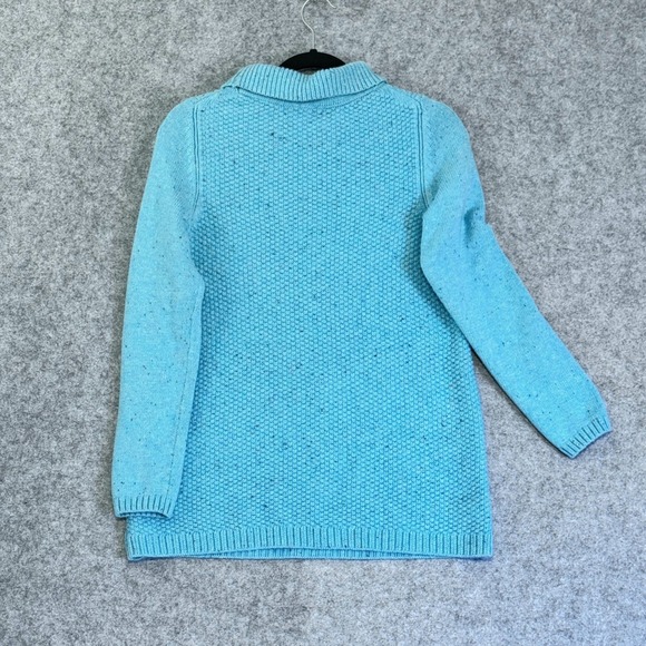Talbots Turtleneck Sweater Womens Medium Teal Confetti Knit Button Side Cozy - Picture 5 of 10